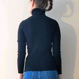 Black Ribbed Turtleneck